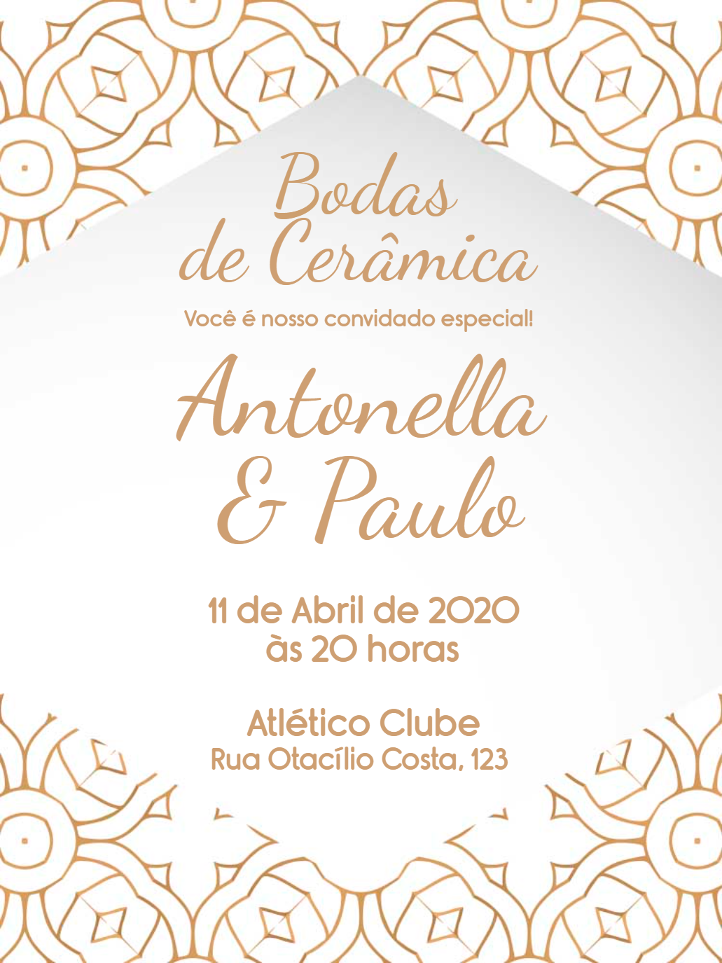 Convite Bodas de Cerâmica Elegante para Editar Online Convite Bodas de Cerâmica Elegante para Editar Online