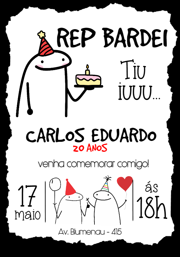 Convite de Aniversário Flork Meme Divertido para Editar Online Convite de Aniversário Flork Meme Divertido para Editar Online