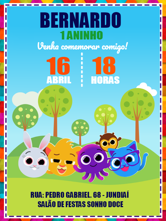 Convite de Aniversário Bolofofos para Editar Online Convite de Aniversário Bolofofos para Editar Online