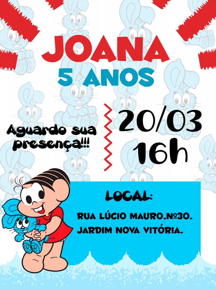 Convite Aniversário da Mônica com Sansão para Editar Online Convite Aniversário da Mônica com Sansão para Editar Online