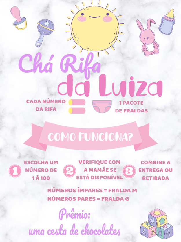 Convite Chá Rifa Raio de Sol para Editar Online Convite Chá Rifa Raio de Sol para Editar Online