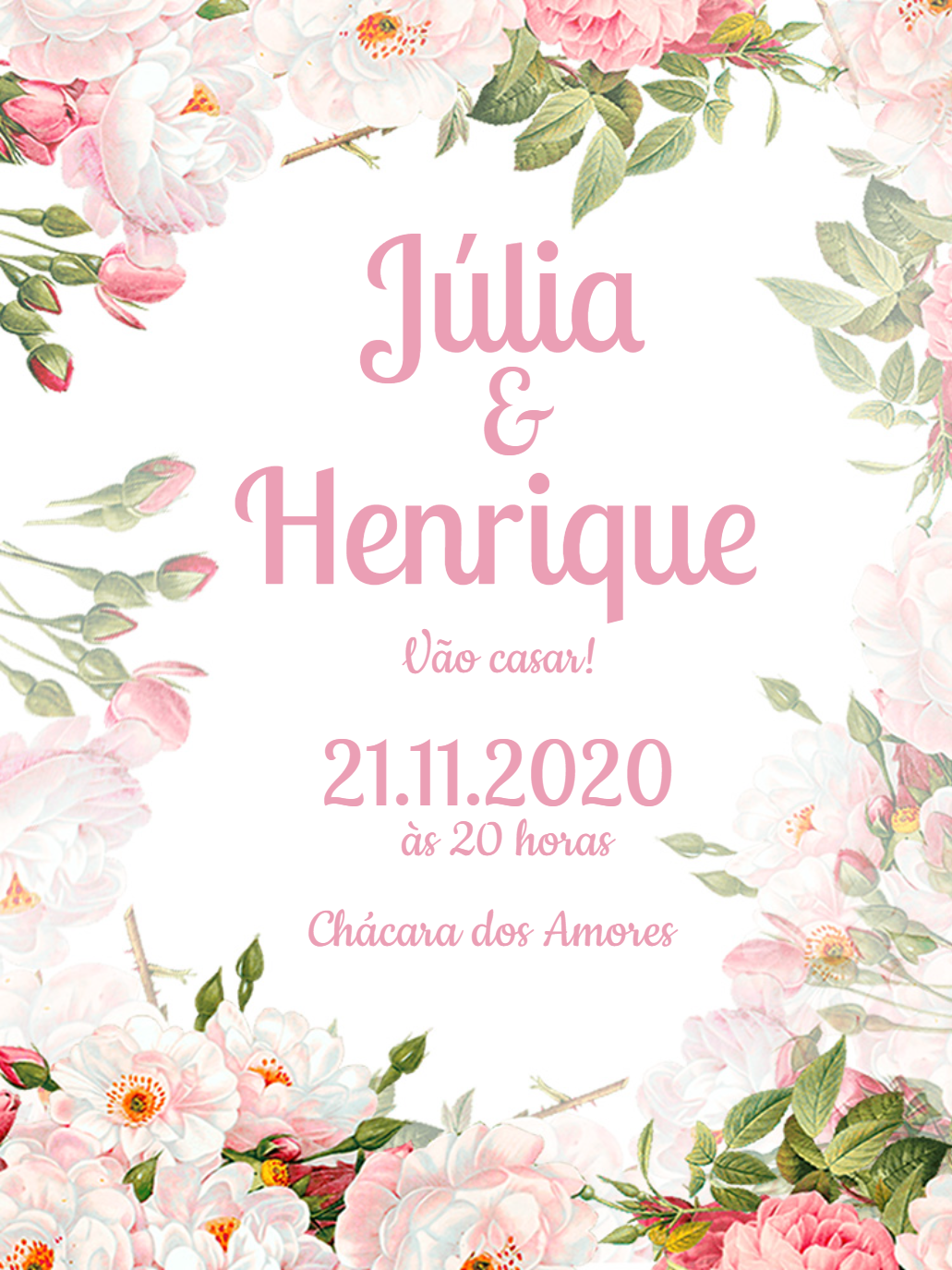 Convite de Casamento Floral Rosas Aquarela para Editar Online Convite de Casamento Floral Rosas Aquarela para Editar Online