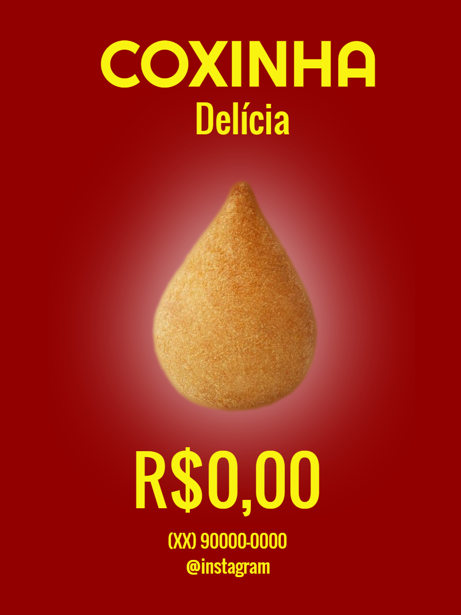 Post de Coxinha para Lanchonete Editável Online Post de Coxinha para Lanchonete Editável Online