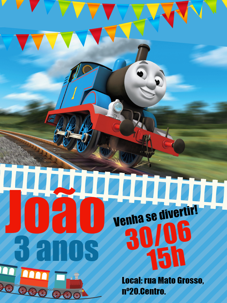 Convite de Aniversário Trem Thomas e Seus Amigos para Editar Convite de Aniversário Trem Thomas e Seus Amigos para Editar
