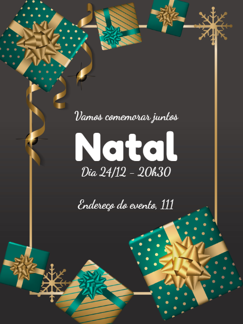 Convite de Natal com Presentes Elegantes para Editar Online Convite de Natal com Presentes Elegantes para Editar Online