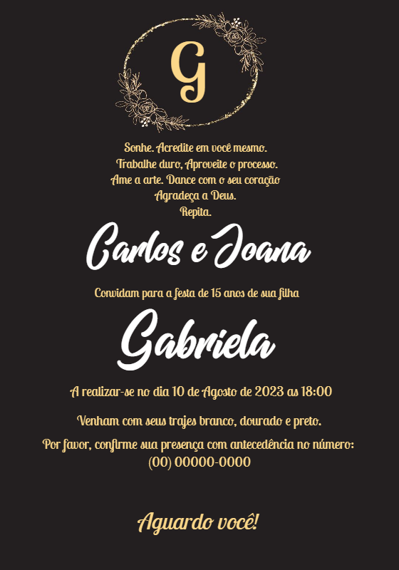 Convite 15 Anos Monograma Elegante para Editar Online Convite 15 Anos Monograma Elegante para Editar Online