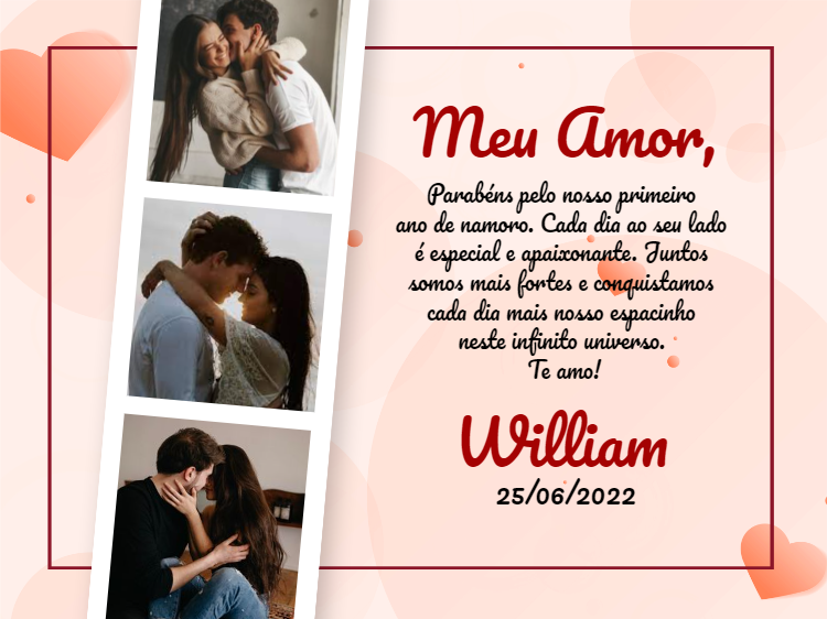 Cartão de Aniversário de Namoro com Fotos para Editar Online Cartão de Aniversário de Namoro com Fotos para Editar Online