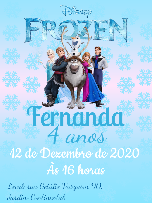 Convite de Aniversário Frozen com Personagens para Editar Online Convite de Aniversário Frozen com Personagens para Editar Online