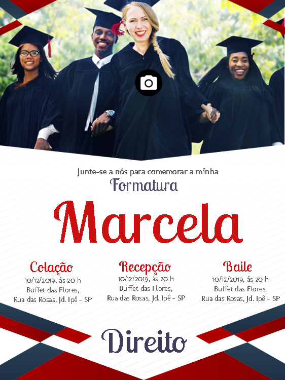 Convite de Formatura com Foto para Editar e Imprimir Convite de Formatura com Foto para Editar e Imprimir