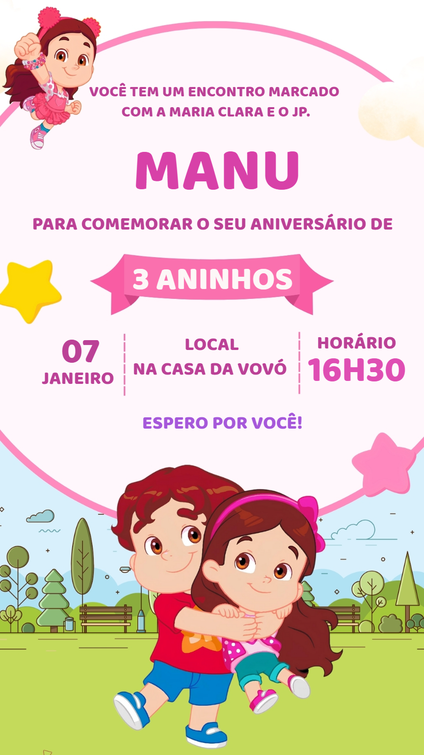 Convite Aniversário Maria Clara e JP para Editar Online Convite Aniversário Maria Clara e JP para Editar Online