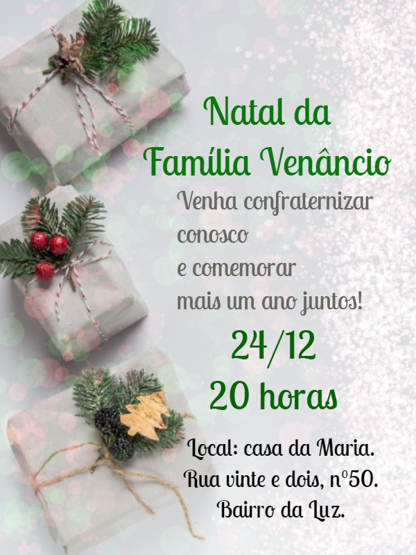 Convite de Natal em Família com Presentes para Editar Online Convite de Natal em Família com Presentes para Editar Online