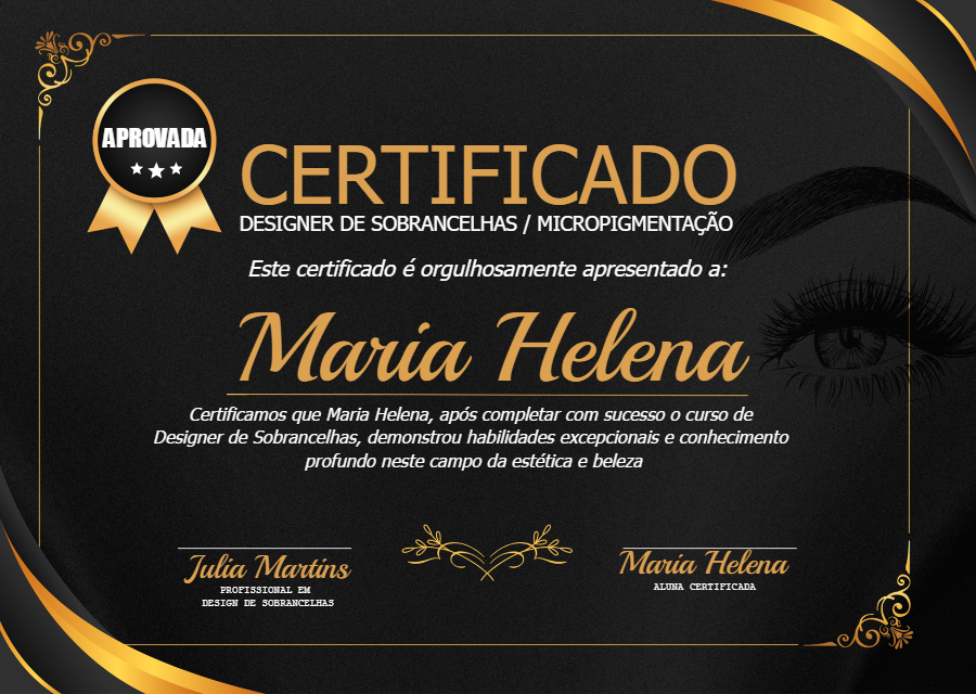 Certificado de Design de Sobrancelhas Editável para Imprimir Certificado de Design de Sobrancelhas Editável para Imprimir