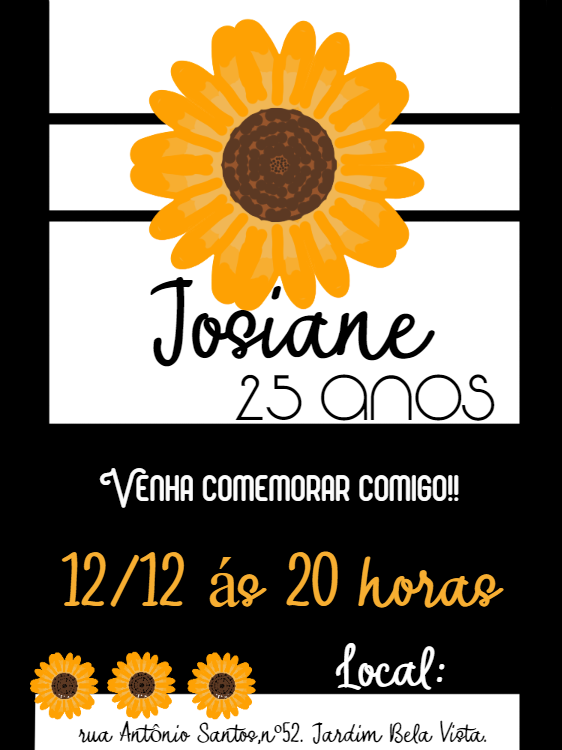 Convite de Aniversário Girassol para Editar e Imprimir Convite de Aniversário Girassol para Editar e Imprimir