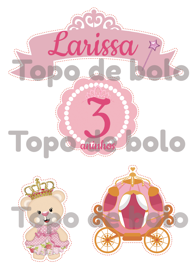 Topo de Bolo Aniversário Ursinha Princesa para Editar Online Topo de Bolo Aniversário Ursinha Princesa para Editar Online