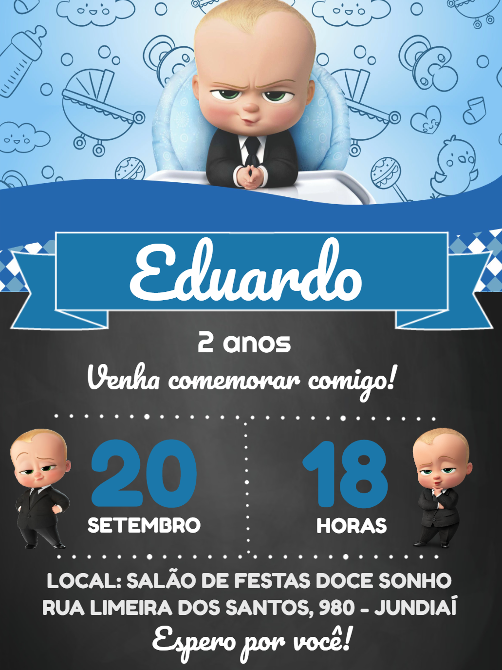 Convite de Aniversário Poderoso Chefinho Editável Online Convite de Aniversário Poderoso Chefinho Editável Online