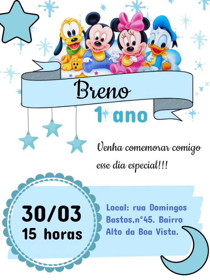 Convite de Aniversário Mickey Baby e Turma para Editar Online Convite de Aniversário Mickey Baby e Turma para Editar Online