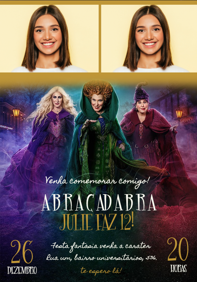 Convite Aniversário Abracadabra com Foto para Editar Online Convite Aniversário Abracadabra com Foto para Editar Online