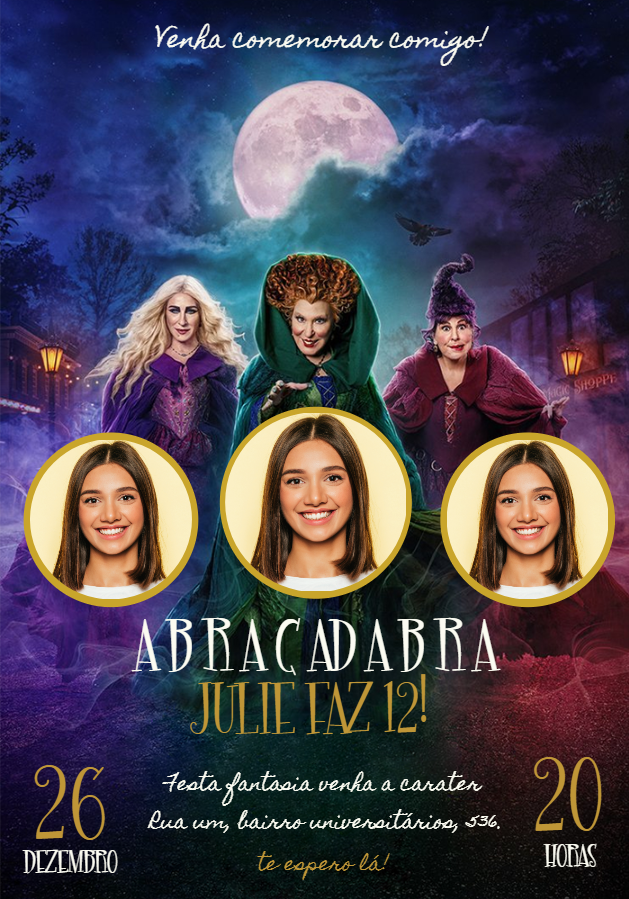 Convite Aniversário Abracadabra com Foto Mosaico para Editar Convite Aniversário Abracadabra com Foto Mosaico para Editar