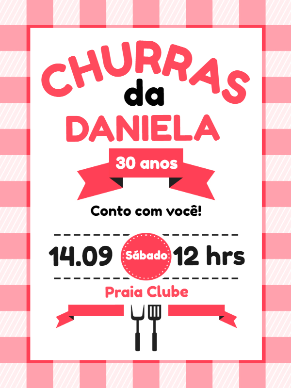 Convite Aniversário Churrasco Feminino para Editar Online Convite Aniversário Churrasco Feminino para Editar Online