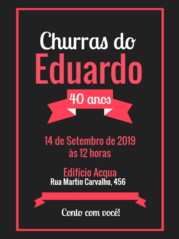 Convite de Aniversário Churrasco Moderno para Editar Online Convite de Aniversário Churrasco Moderno para Editar Online