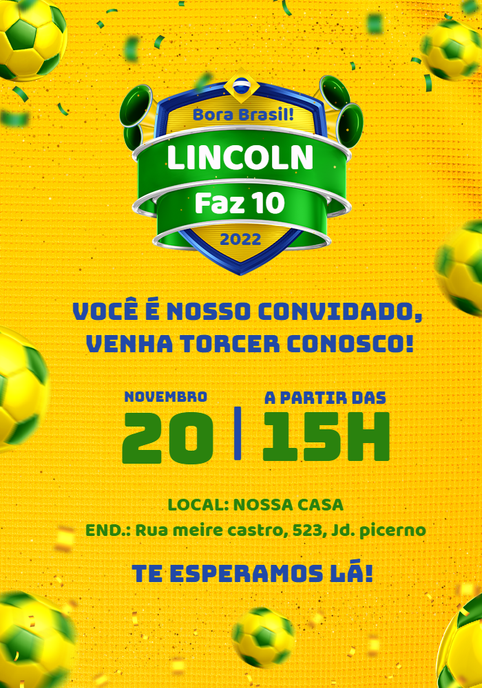 Convite Aniversário Futebol Brasil Hexa para Editar Online Convite Aniversário Futebol Brasil Hexa para Editar Online
