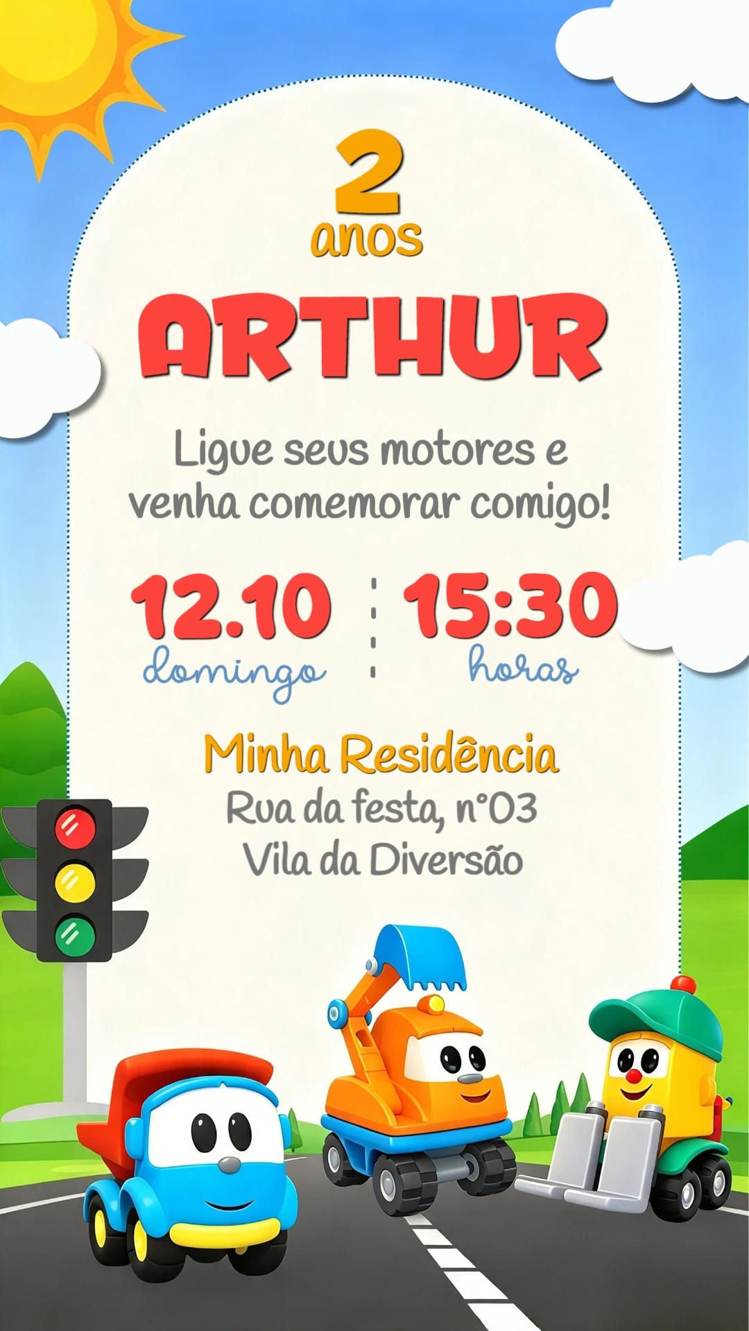Convite de Aniversário Léo o Caminhão Editável Online Infantil Convite de Aniversário Léo o Caminhão Editável Online Infantil