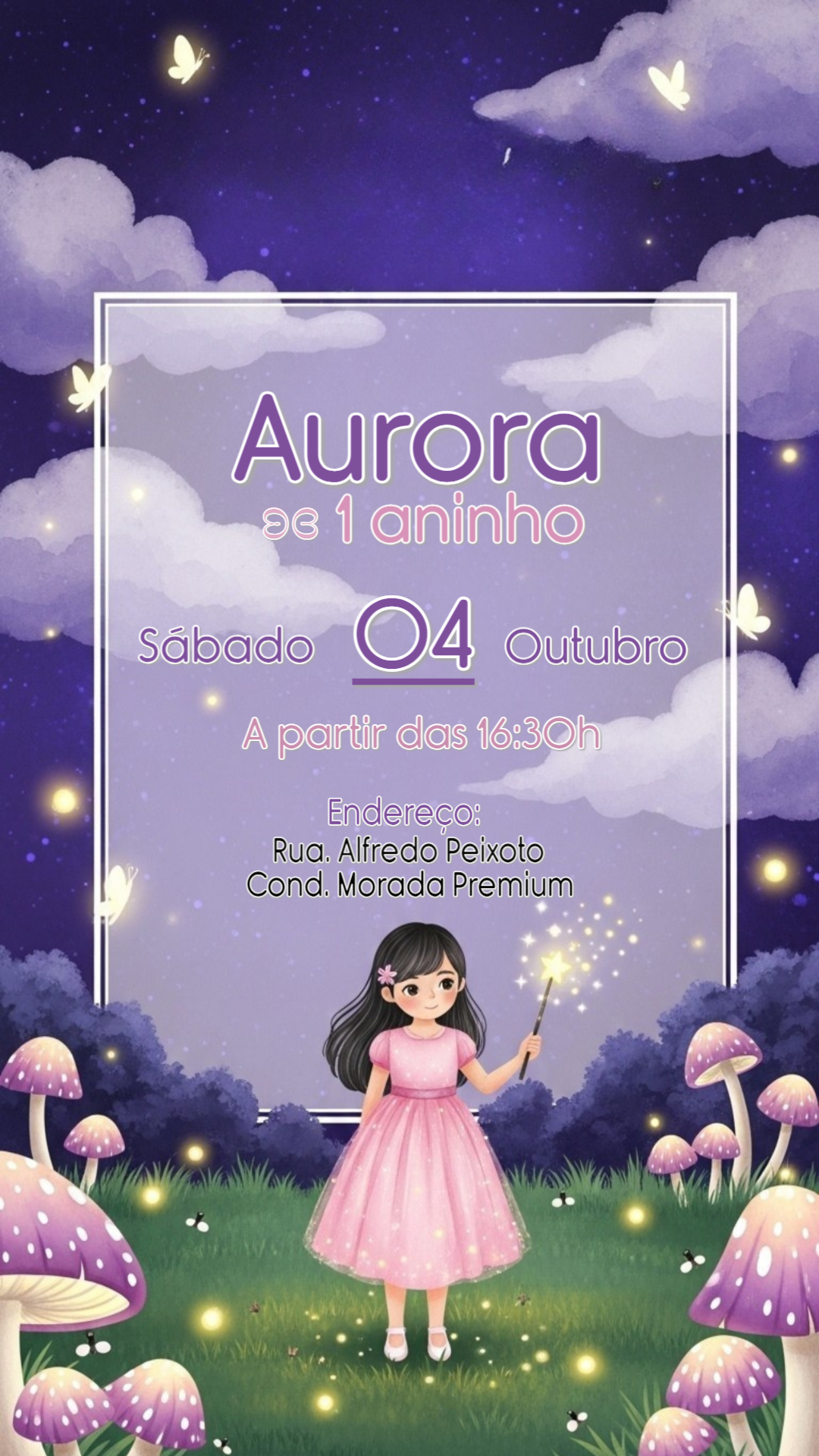 Convite Aniversário Jardim Encantado Roxo para Editar Online Convite Aniversário Jardim Encantado Roxo para Editar Online