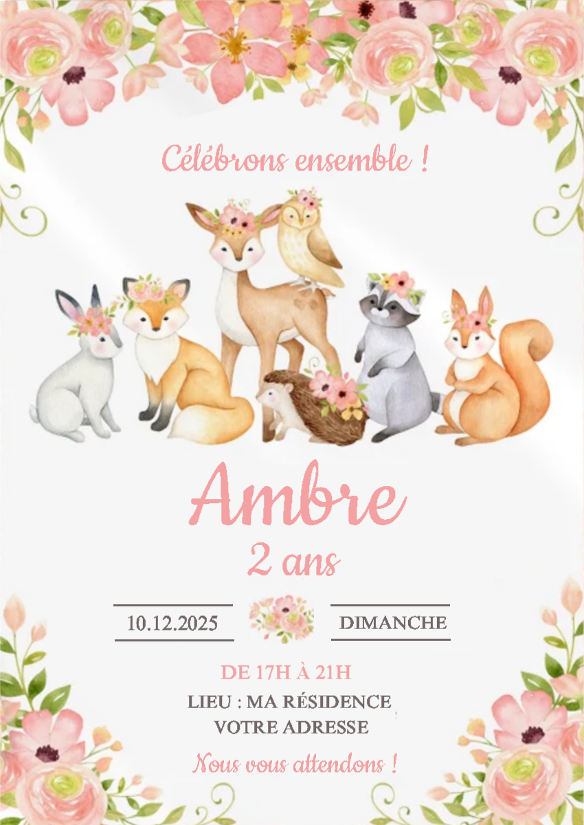 Invitation Anniversaire Forêt Enchantée à Modifier en Ligne Invitation Anniversaire Forêt Enchantée à Modifier en Ligne