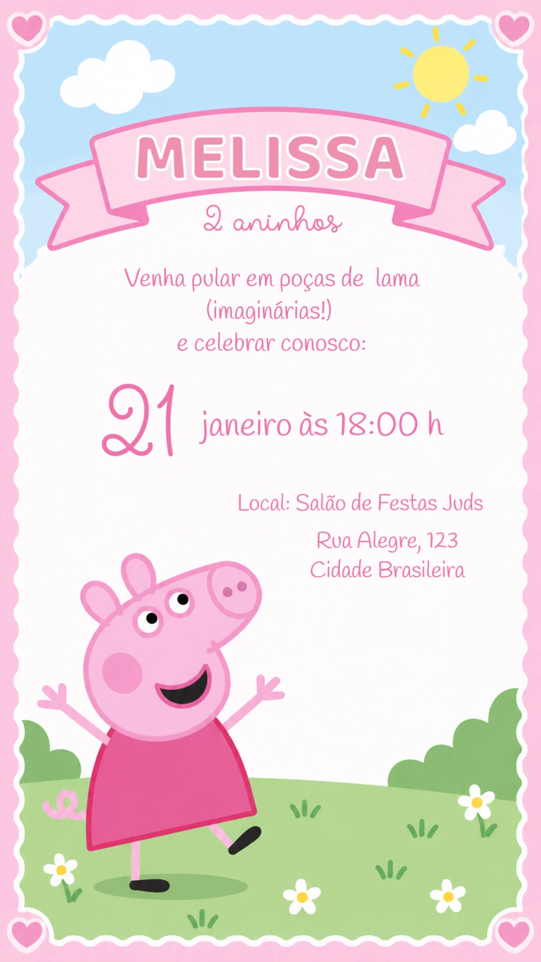 Convite de Aniversário Peppa Pig Editável Online Convite de Aniversário Peppa Pig Editável Online