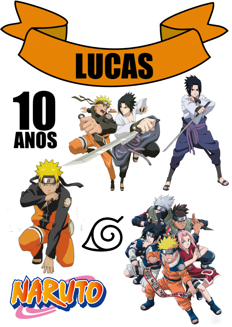 Topo de Bolo Aniversário Naruto para Editar Online Topo de Bolo Aniversário Naruto para Editar Online
