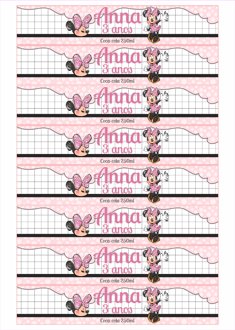 Rótulo para Refrigerante Festa Minnie Mouse para Editar Online Rótulo para Refrigerante Festa Minnie Mouse para Editar Online