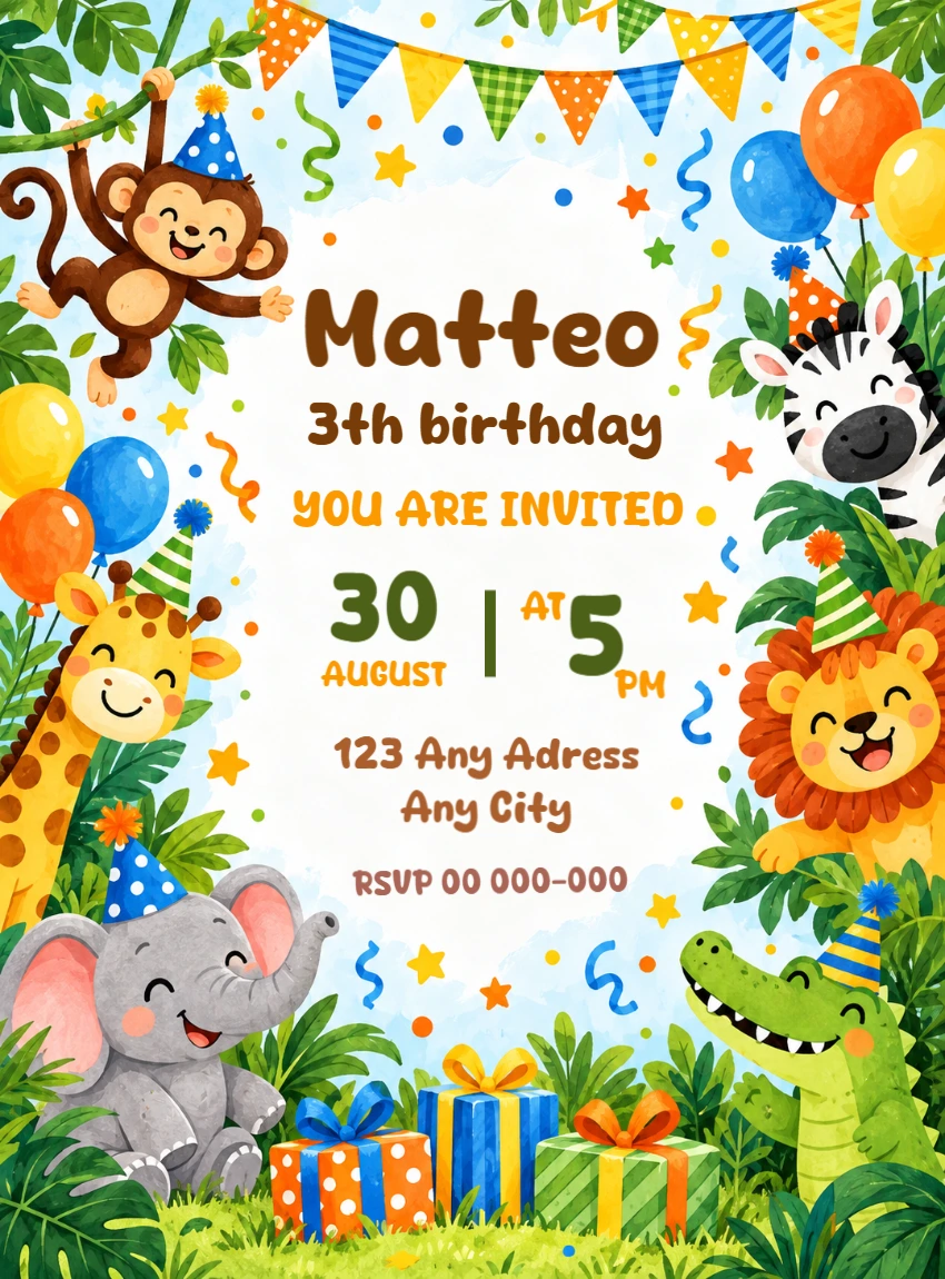 Editable Safari Birthday Invitation Template Editable Safari Birthday Invitation Template