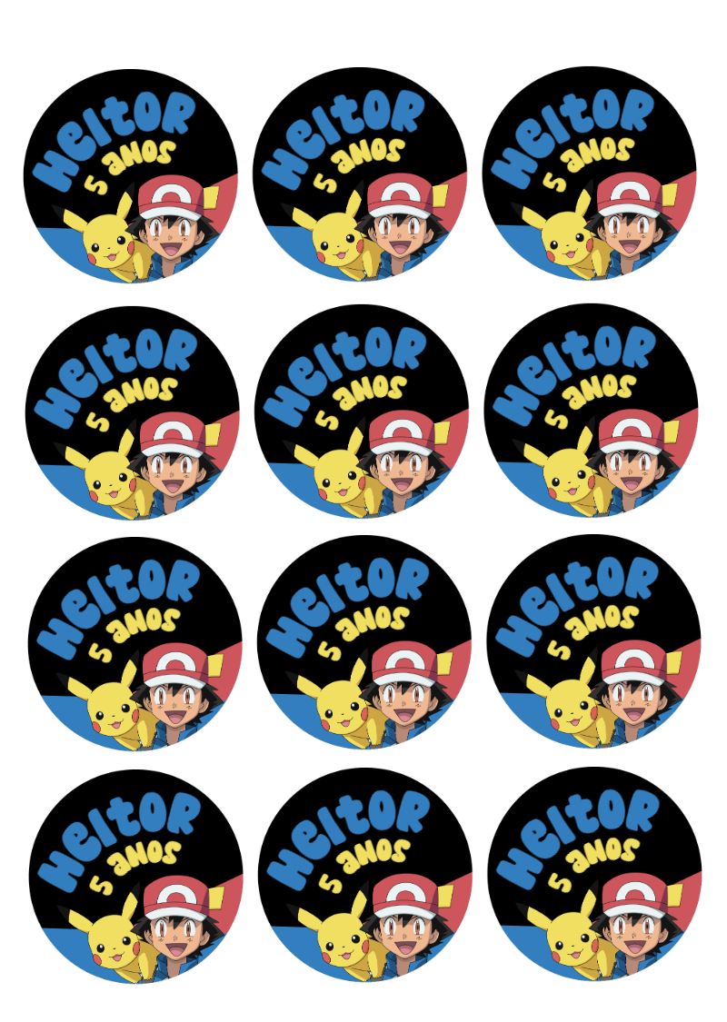 Adesivo Redondo Festa Pokémon para Editar e Imprimir Adesivo Redondo Festa Pokémon para Editar e Imprimir