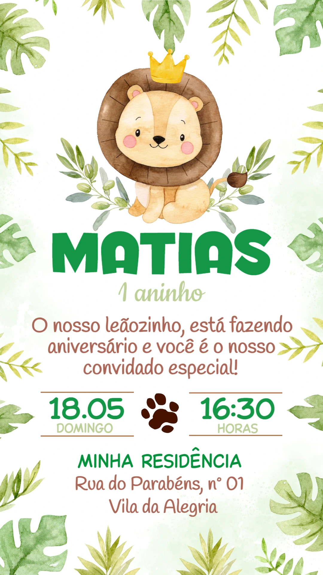 Convite de Aniversário Infantil Leãozinho Editável Online Convite de Aniversário Infantil Leãozinho Editável Online