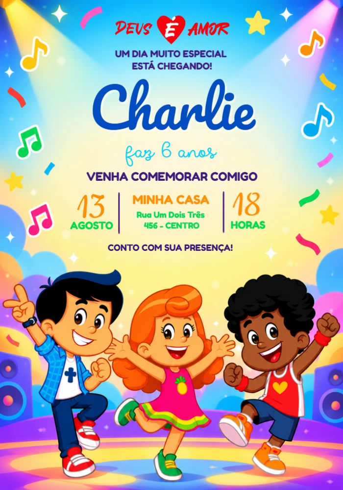 Convite de Aniversário 3 Palavrinhas Digital para Editar Convite de Aniversário 3 Palavrinhas Digital para Editar