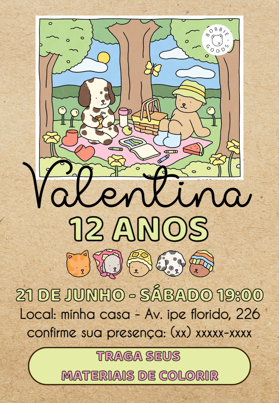 Convite Aniversário Piquenique Fofo para Editar Online Convite Aniversário Piquenique Fofo para Editar Online