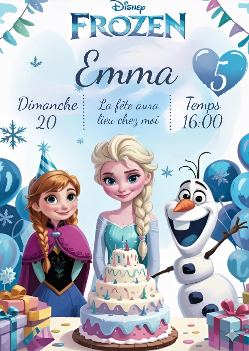Invitation Anniversaire La Reine des Neiges à Modifier en Ligne Invitation Anniversaire La Reine des Neiges à Modifier en Ligne