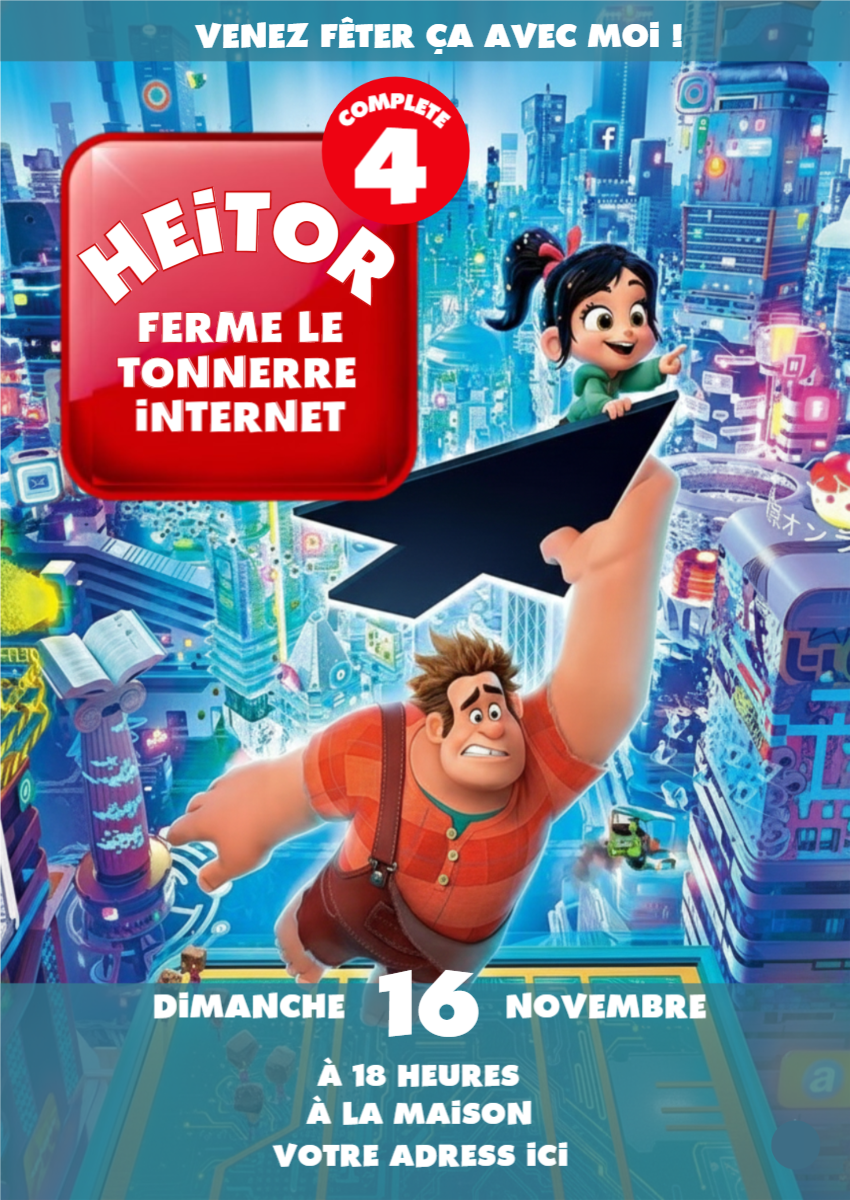 Invitation Anniversaire Les Mondes de Ralph modèle à modifier Invitation Anniversaire Les Mondes de Ralph modèle à modifier