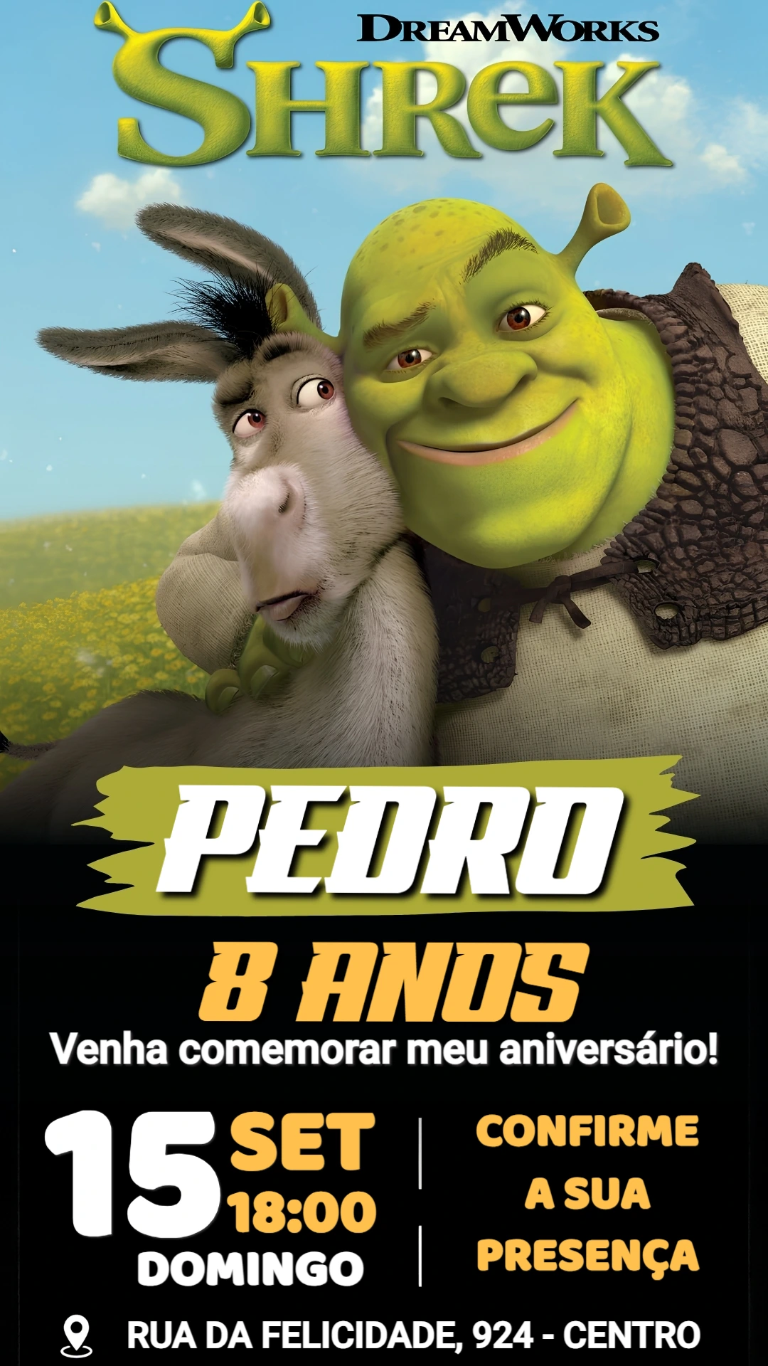 Convite de Aniversário Shrek Editável para Festa Infantil Convite de Aniversário Shrek Editável para Festa Infantil