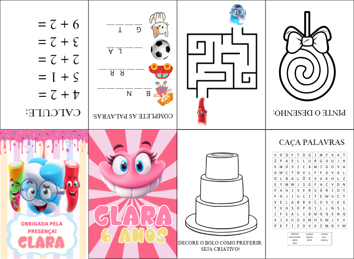 Livrinho de Atividades Doces Aniversário para Editar Online Livrinho de Atividades Doces Aniversário para Editar Online