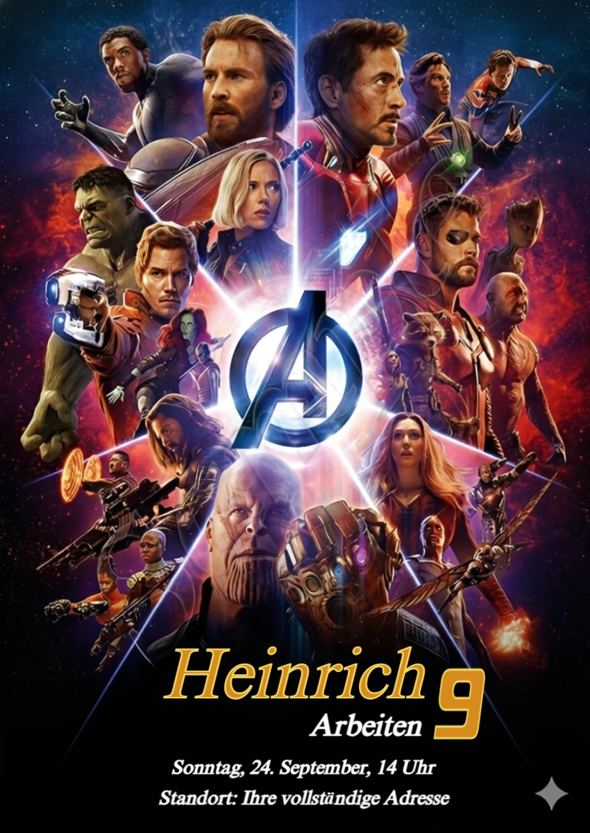 Bearbeitbare Avengers Geburtstagseinladung | Superhelden-Vorlage Bearbeitbare Avengers Geburtstagseinladung | Superhelden-Vorlage