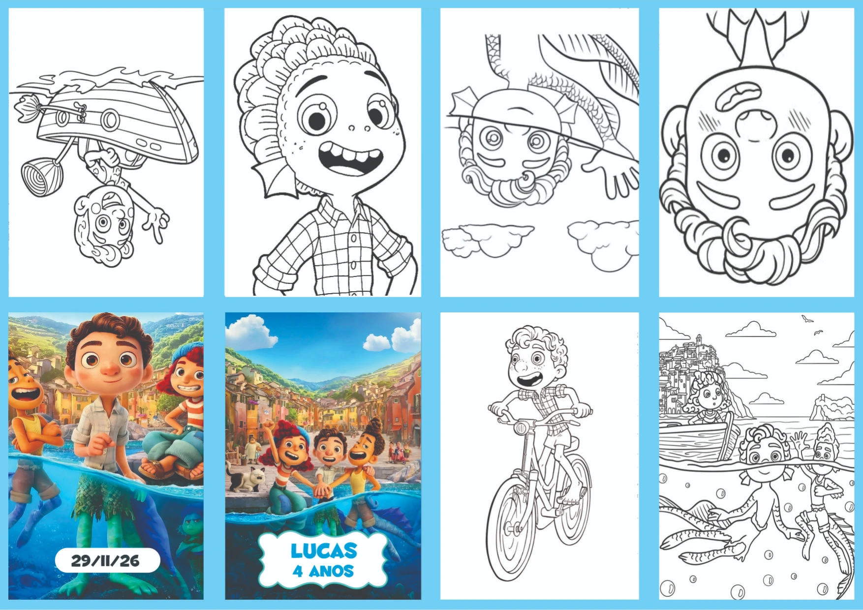 Livrinho de Colorir Luca para Aniversário Editável Livrinho de Colorir Luca para Aniversário Editável
