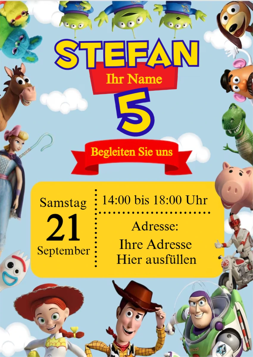 Toy Story Geburtstagseinladung: Bearbeitbare Digitale Vorlage Toy Story Geburtstagseinladung: Bearbeitbare Digitale Vorlage