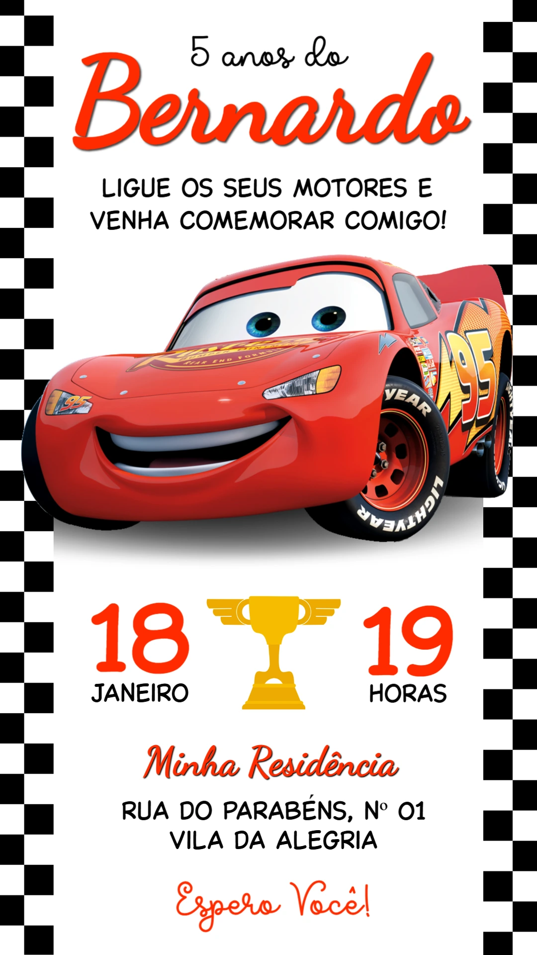 Convite de Aniversário Carros da Disney Editável para Enviar Convite de Aniversário Carros da Disney Editável para Enviar