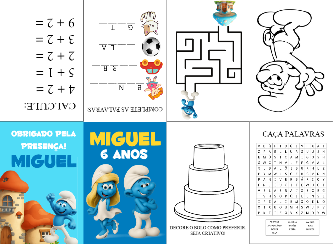 Lembrancinha Festa Smurfs: Livro de Atividades para Editar Lembrancinha Festa Smurfs: Livro de Atividades para Editar