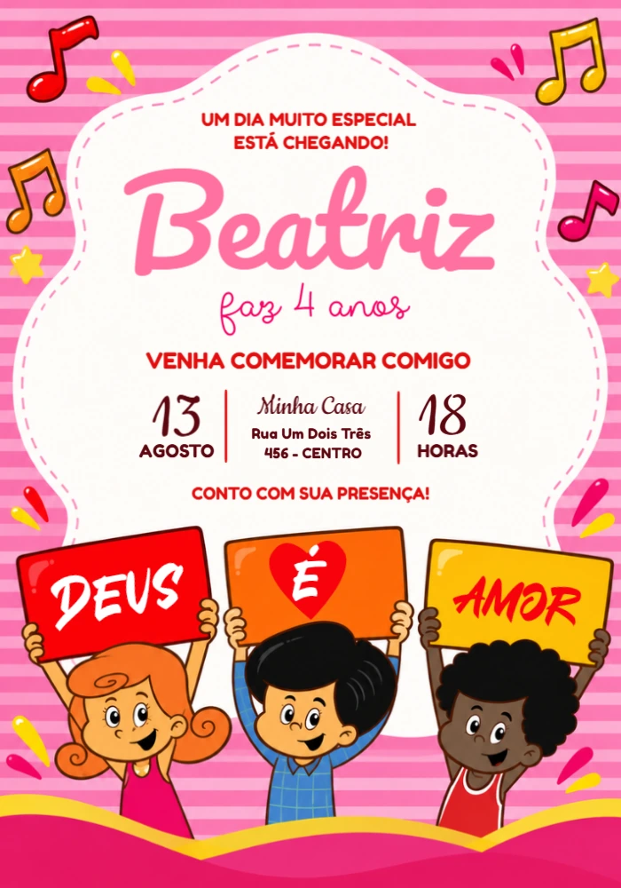 Convite de Aniversário 3 Palavrinhas Editável para Festa Infantil Convite de Aniversário 3 Palavrinhas Editável para Festa Infantil