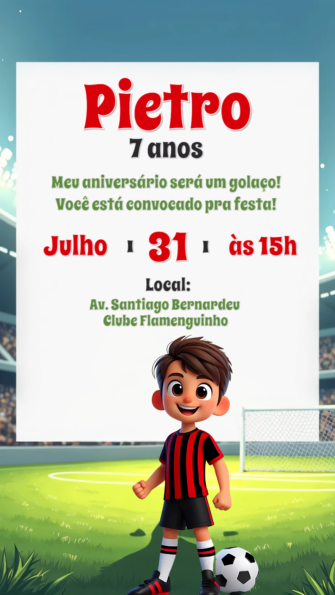 Convite Aniversário Futebol Menino para Editar Online e Imprimir Convite Aniversário Futebol Menino para Editar Online e Imprimir