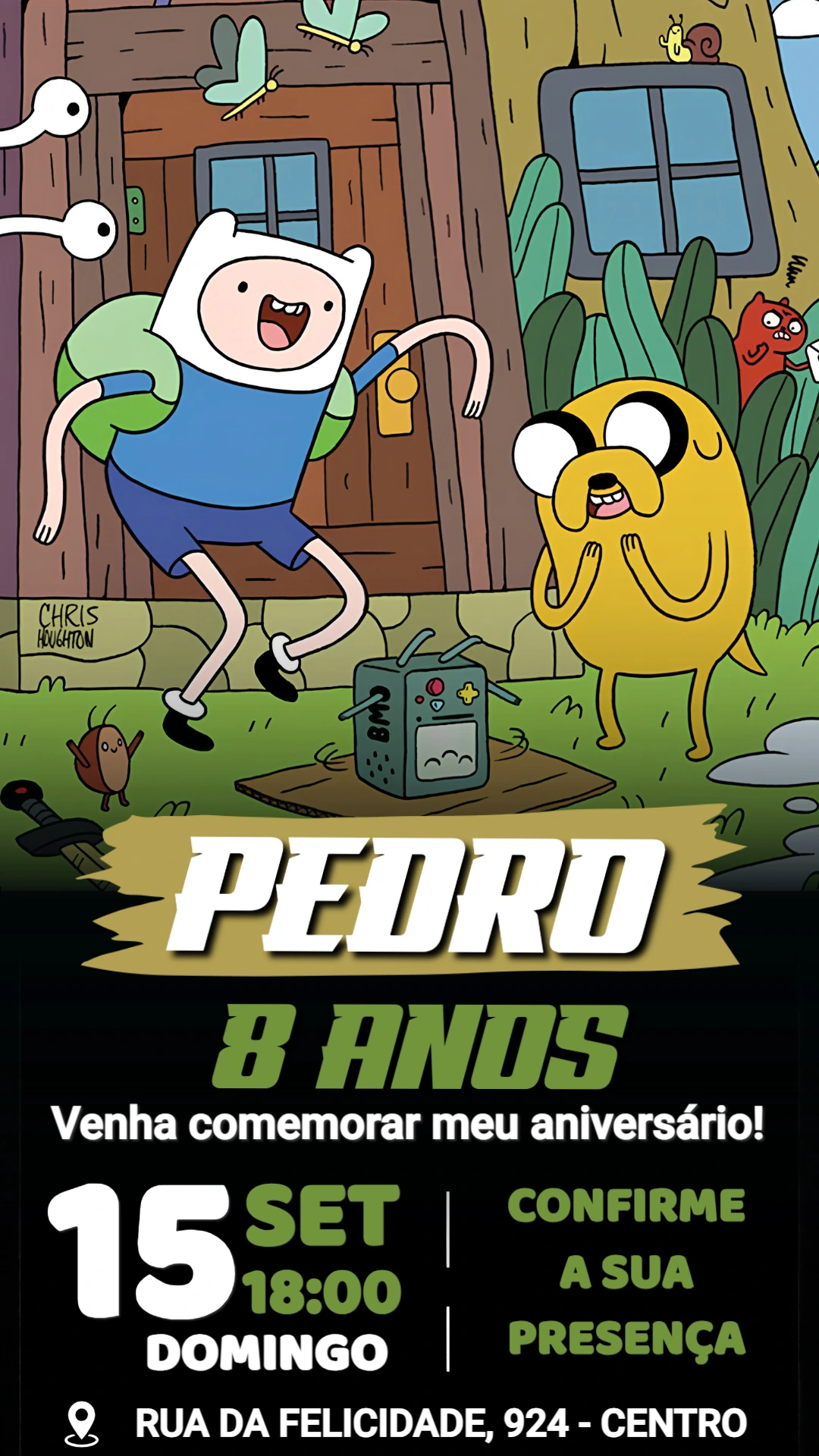 Convite de Aniversário Hora de Aventura Digital para Editar Convite de Aniversário Hora de Aventura Digital para Editar