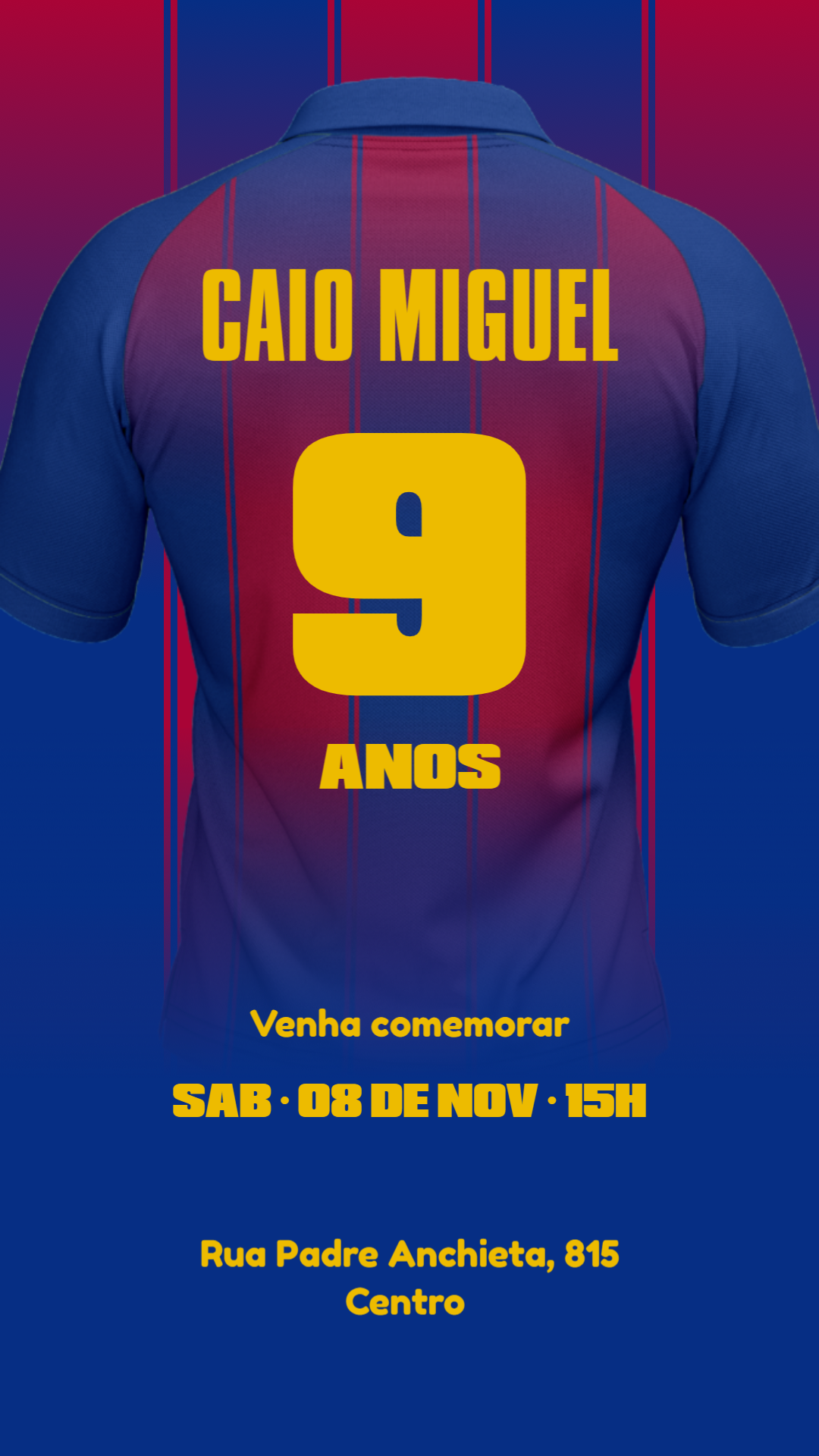 Convite Aniversário Futebol Camisa de Time Editável Online Convite Aniversário Futebol Camisa de Time Editável Online