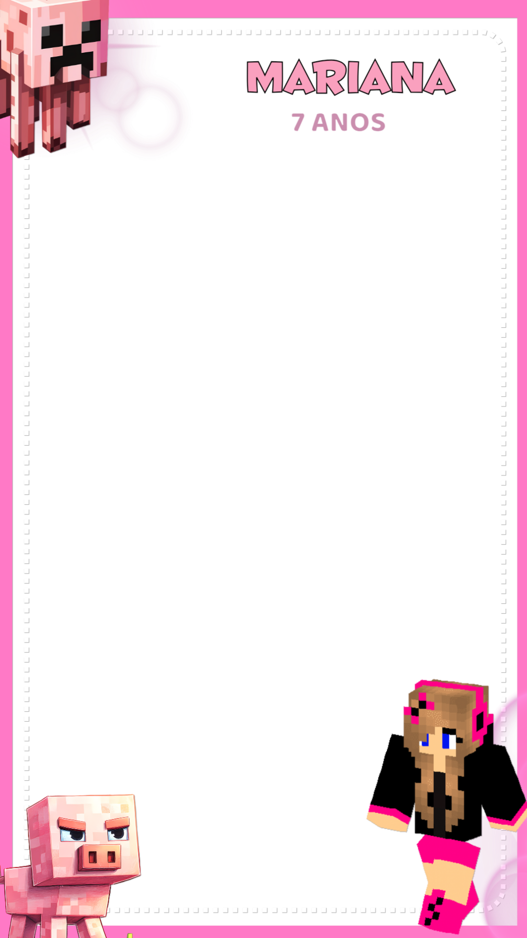 Moldura Minecraft Menina para Stories para Editar Online